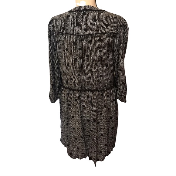 Anthropologie Maeve Chevron and Black Polka Dot Pattern Mini Dress Size SP - Picture 4 of 9